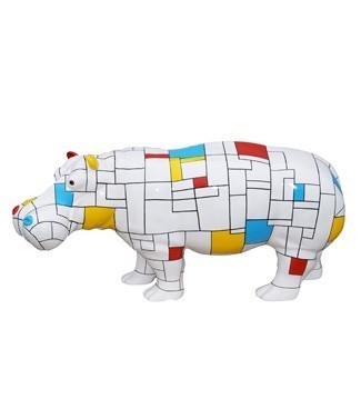 Hippopotame Mondrian quadrillé L 180 x h 85