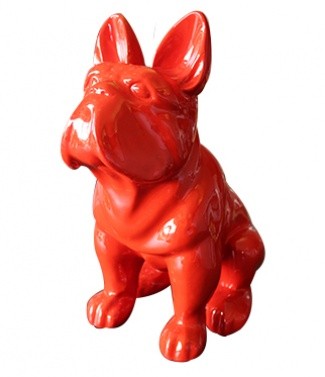 Bulldog assis rouge Rouge h 40