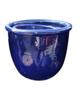 Pot glazed Bleu h 39 x Ø 50
