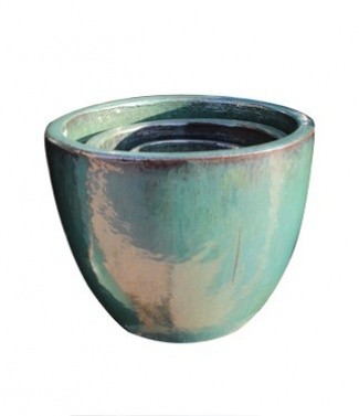 Pot Egg glazed Bleu turquoise h 33 x Ø 41